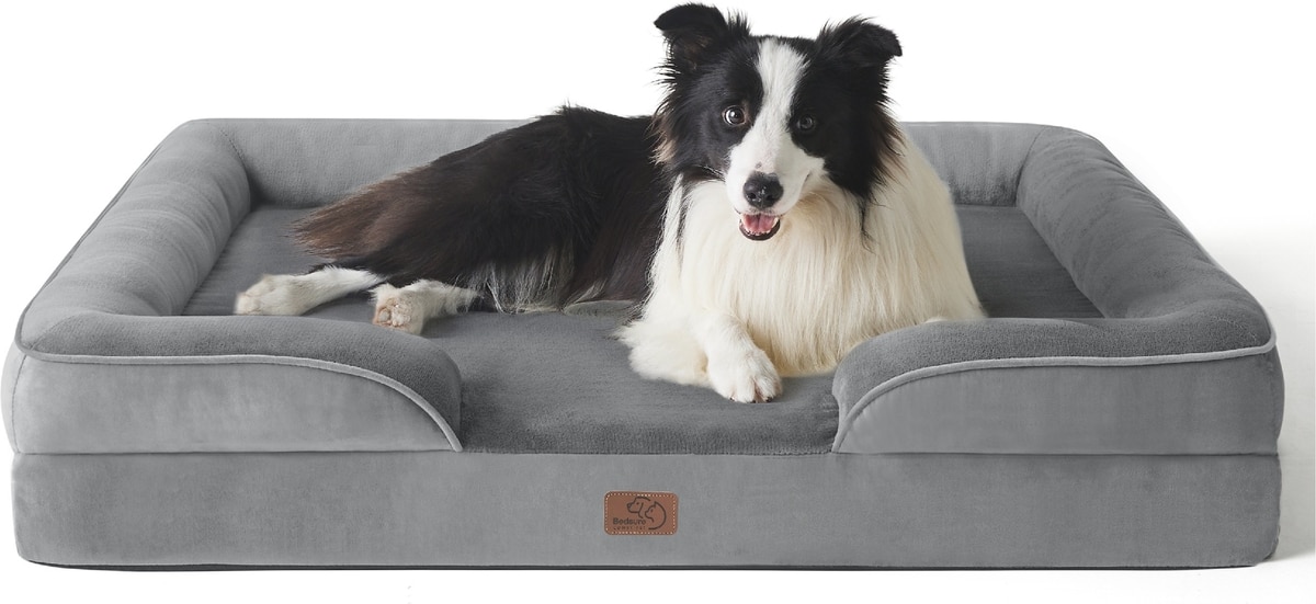 Bedsure orthopedic memory foam bolster dog sofa bed in grey