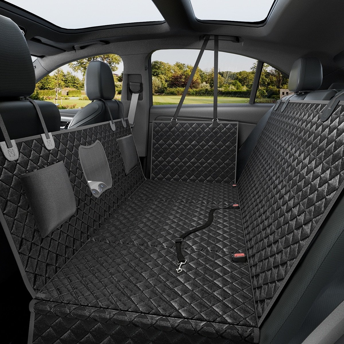 Quilted waterproof SUV back seat cover and cargo liner for dogs