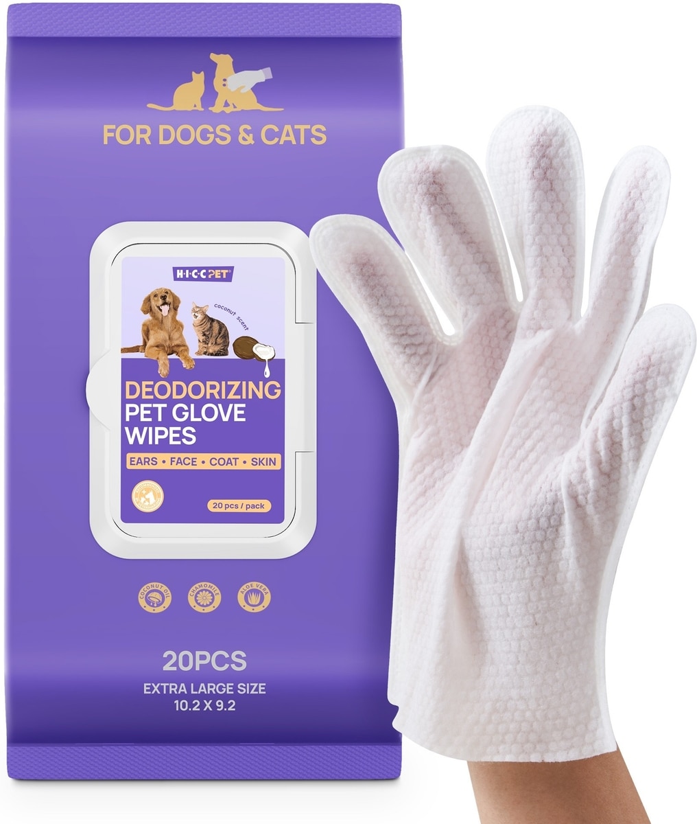 Hicc Pet deodorizing cat and dog glove wipes 20 count