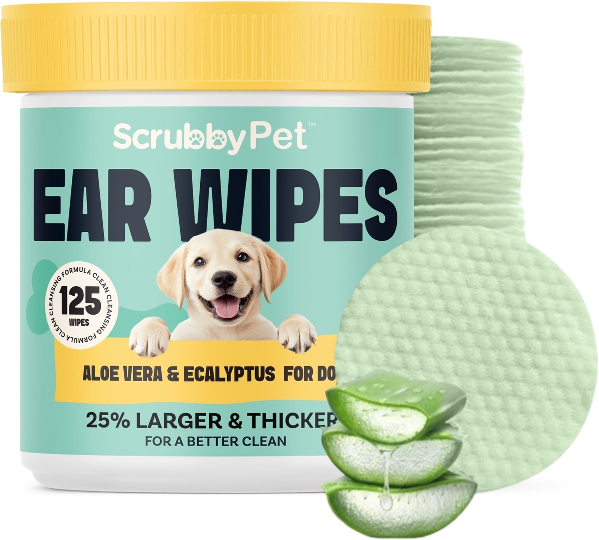 ScrubbyPet ear wipes with aloe vera and eucalyptus for dogs 125 wipes